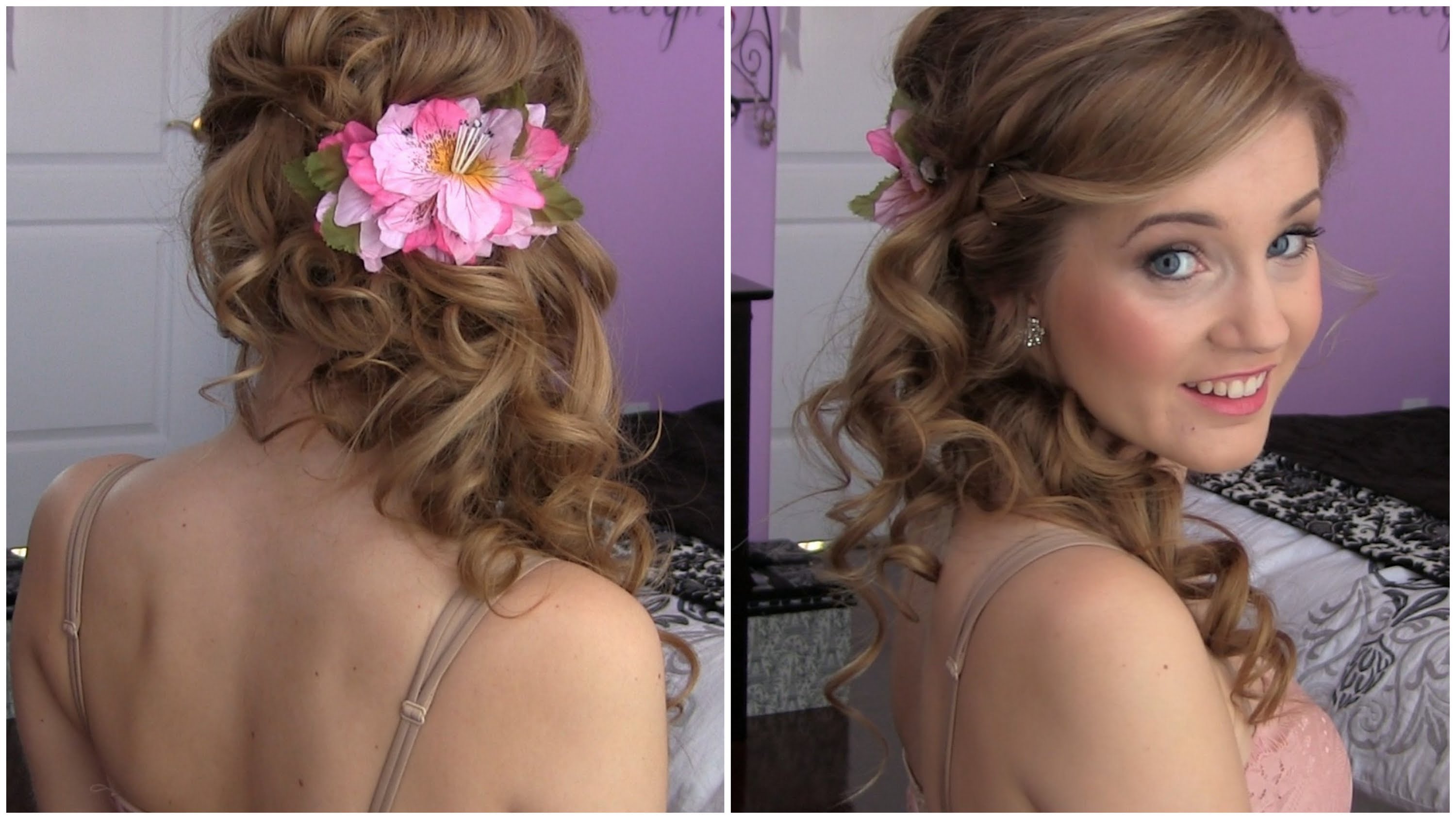 Side Swept Cascading Curls – Easy DIY Prom HAIR TUTORIAL