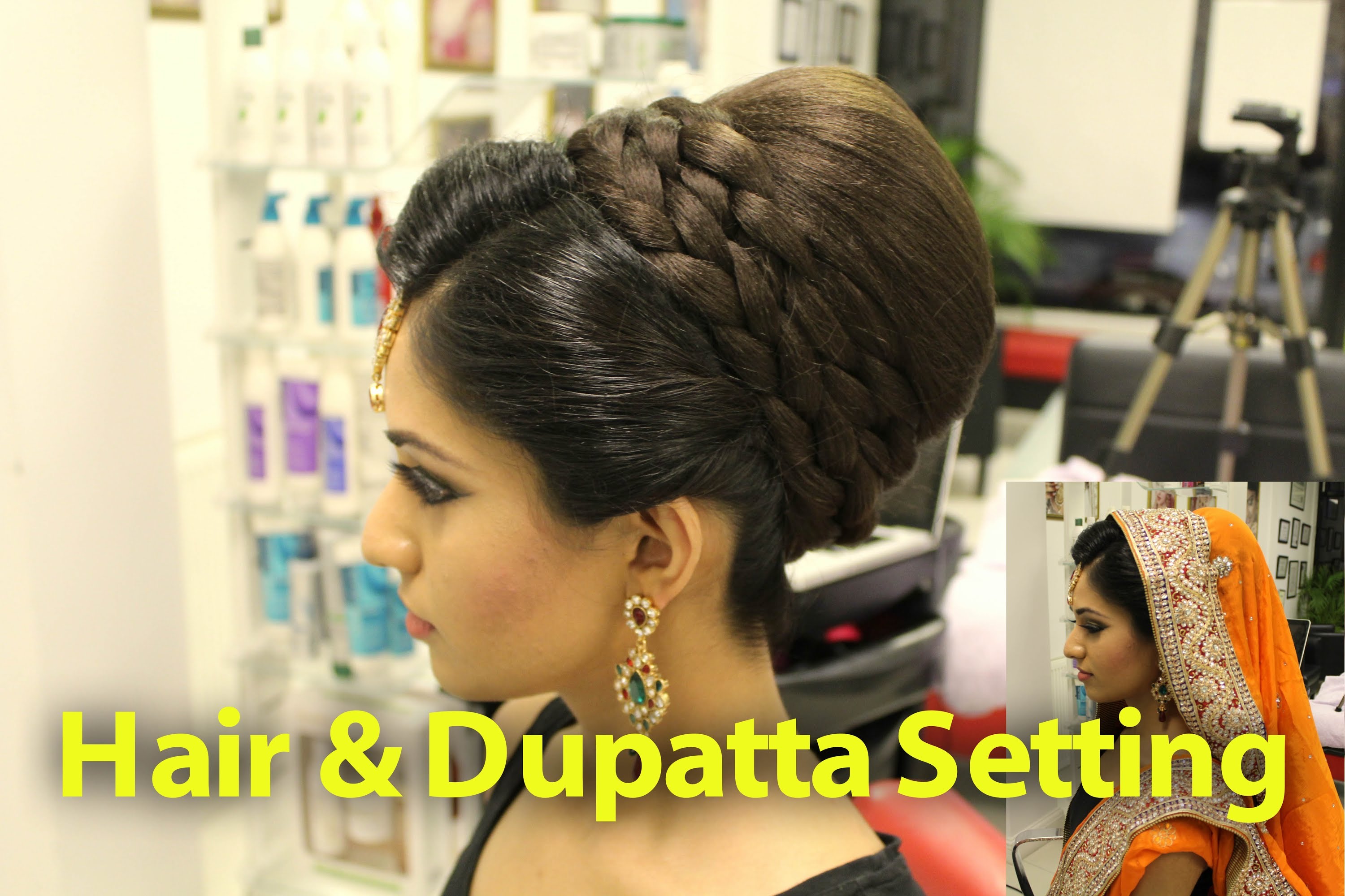indian, pakistani, asian bridal hair style | tikka & dupatta