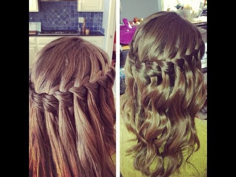 David’s Bridal Prom Hairstyle: Curled Waterfall Braid