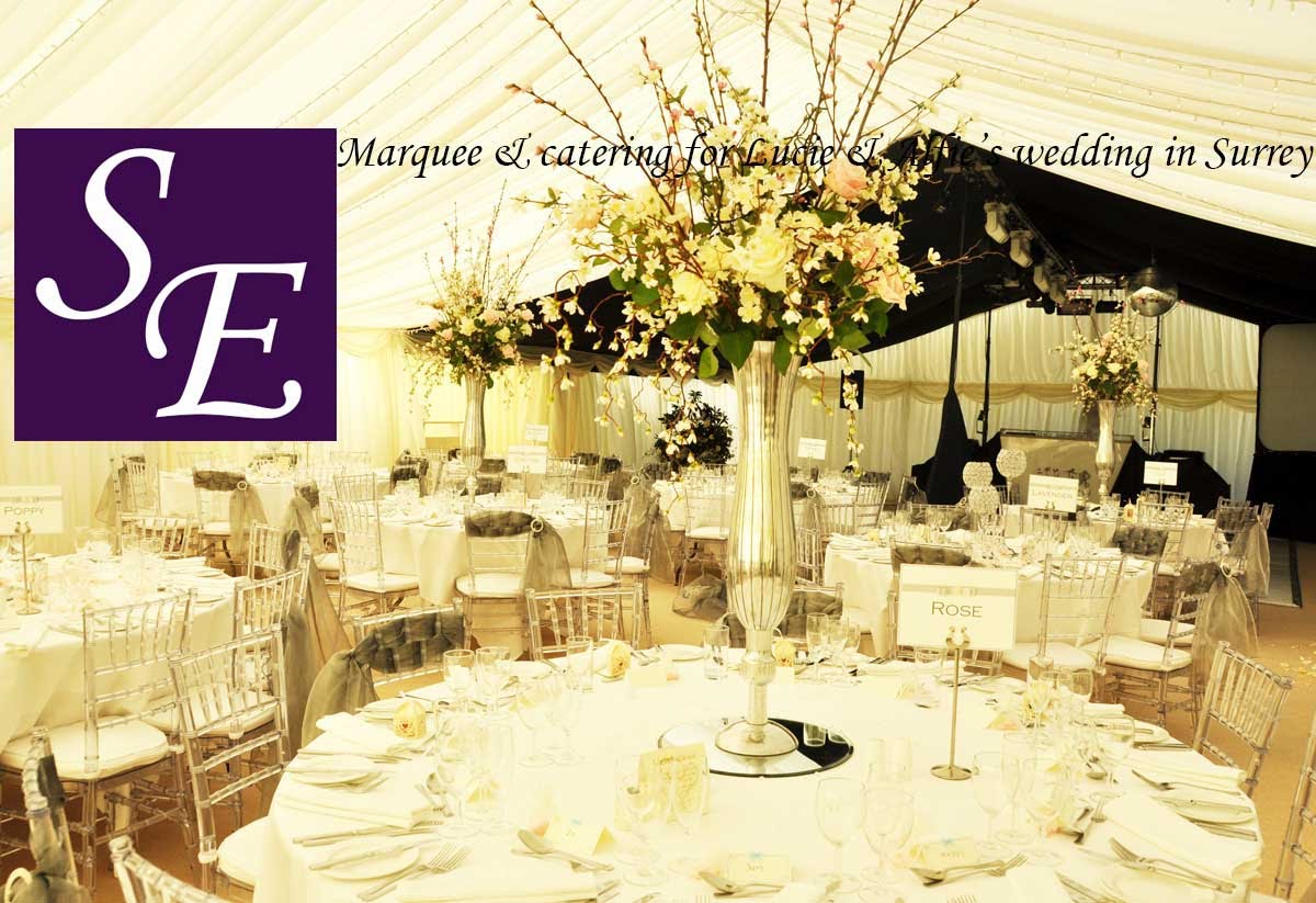 Marquee & catering for Lucie & Alfie’s wedding in Surrey, Super Event